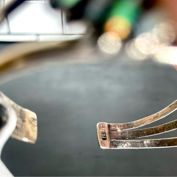 Sterling Silver Genuine Opal Petite Needlepoint Cuff - Picture 5 of 7